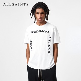 Allsaints เสื้อยืดแขนสั้น พิมพ์ลายตัวอักษร MG001U แฟชั่นฤดูร้อน สําหรับผู้ชาย