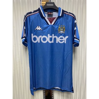 เสื้อกีฬาแขนสั้น ลายทีมชาติฟุตบอล Manchester City 1997-99 แห้งเร็ว ไซซ์ S-XXL สําหรับผู้ชาย