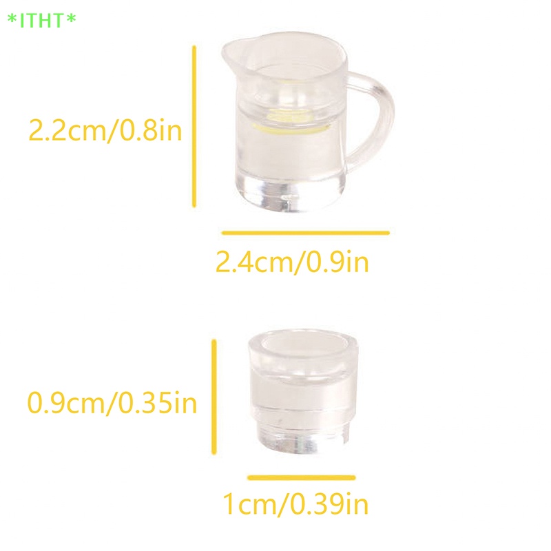 ITHT> 1 ชุด 1:12 Dollhouse Miniature กาต้มน้ํามะนาวถ้วยน้ําเครื่องดื่มชุดชาเด็กแกล้งทําเป็นเล่นตุ๊กตา House อุปกรณ์เสริมใหม่ - รูปที่ 7