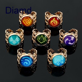 Diamd แหวนโลหะ คอสเพลย์อนิเมะ Genshin Impact Eye Of God Elemental ของขวัญ สําหรับผู้หญิง ผู้ชาย