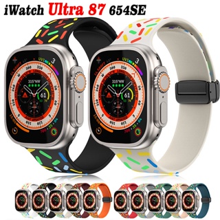 สายนาฬิกาข้อมือซิลิโคน หัวเข็มขัดแม่เหล็ก สําหรับ Apple Watch Series Ultra 49 มม. 44 มม. 45 มม. 40 มม. 41 มม. 42 มม. 45 มม. IWatch 7 8 Se 6 5 3