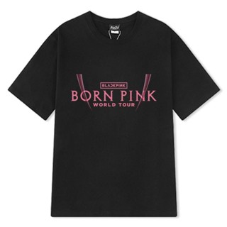 การออกแบบเดิม เสื้อยืดลําลอง ผ้าฝ้าย แขนสั้น คอกลม พิมพ์ลาย KPOP BLACKPINK BORN PINK World Tour สไตล์เกาหลี แฟชั่นฮาร