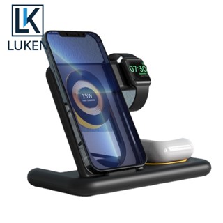 Luken 6 in 1 แท่นชาร์จไร้สาย 15W ชาร์จเร็ว สําหรับ iph14 13 12 Airp iWatch