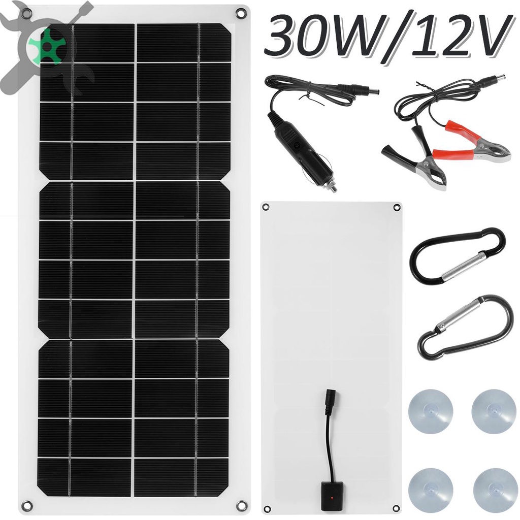 ชุดแผงโซลาร์เซลล์ 30W 12V เครื่องชาร์จพลังงานแสงอาทิตย์กันน้ําชุดชาร์จแผงโซลาร์เซลล์แบบพกพาพร้อมพอร์ต USB แบตเตอรี่พลังงานแสงอาทิตย์ประสิทธิภาพสูงสําหรับเรือ RV SHOPCYC1998