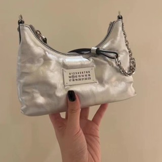กระเป๋าสะพายไหล่ สะพายข้าง หนังแกะแท้ แบบนิ่ม ลาย Margiela MM6 พร้อมสายสะพาย ขนาดเล็ก สไตล์เกาหลี