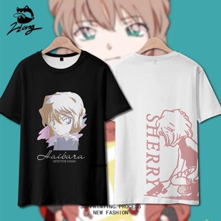 เสื้อยืดแขนสั้น คอกลม ทรงหลวม ลายการ์ตูนอนิเมะนักสืบโคนัน Haihara Ai Shinichi Amuro Toru สําหรับผู้ชาย และผู้หญิง