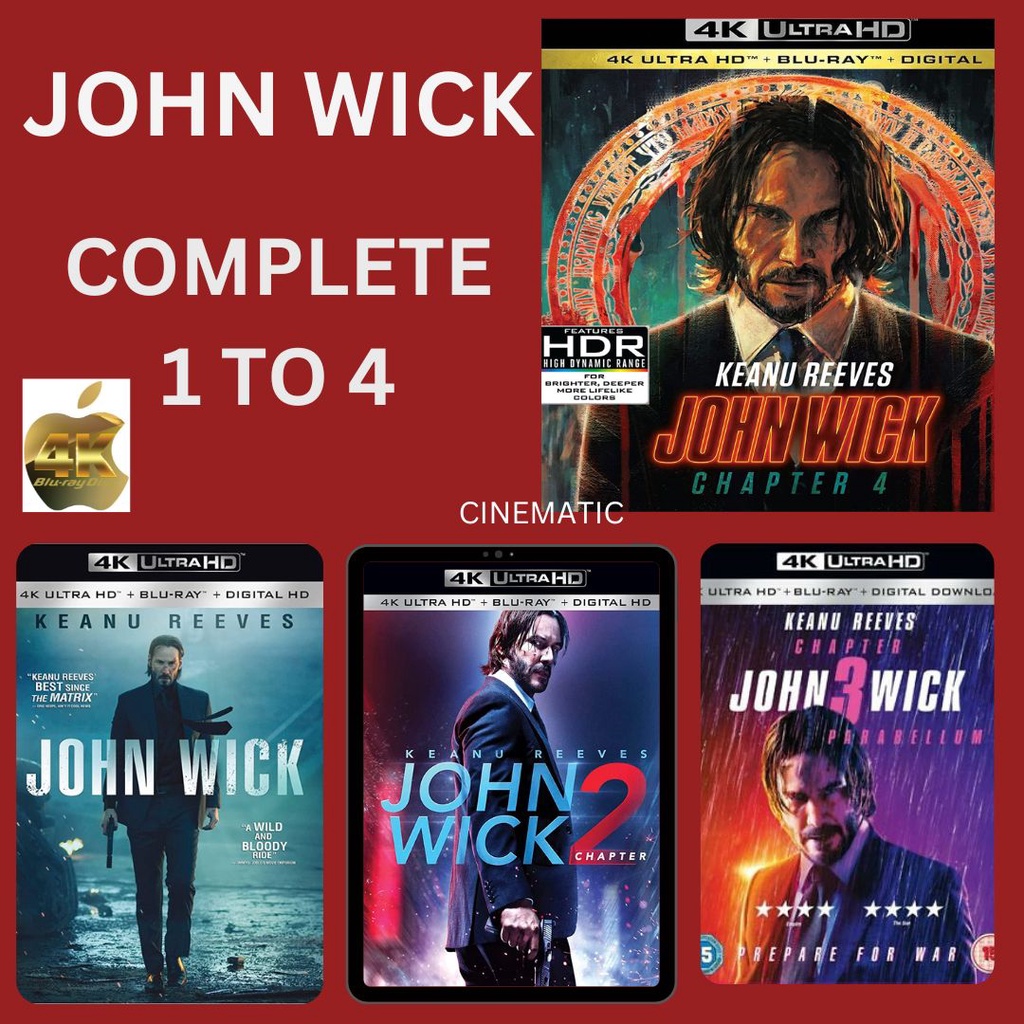 ภาพยนตร์ภาษาอังกฤษ 4K Bluray John Wick Collection