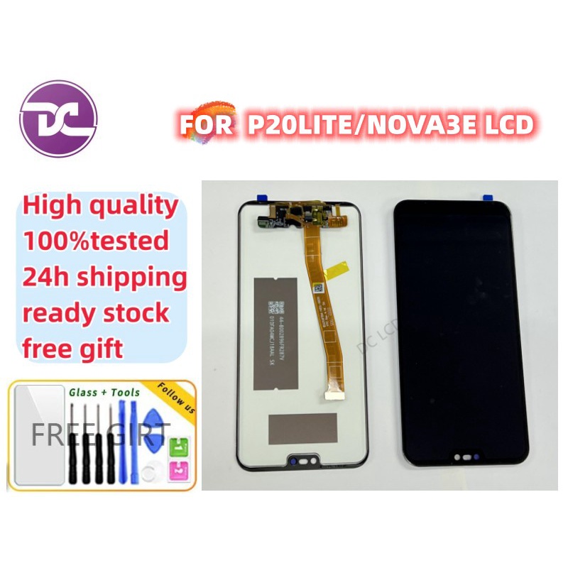 Dc for Huawei P20Lite/Nova3e อะไหล่หน้าจอสัมผัส LCD แบบเปลี่ยน สําหรับซ่อมแซม พร้อมเครื่องมือฟรี คุณภาพสูง