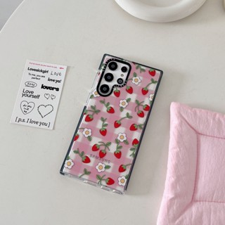 เคสโทรศัพท์มือถือ TPU แบบนิ่ม ลายสตรอเบอร์รี่ กันกระแทก สําหรับ Samsung Galaxy S23 S22 S21 Plus Galaxy S22 21 Ultra