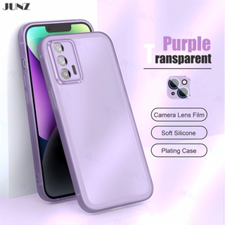 เคสโทรศัพท์มือถือแบบนิ่ม ใส กันรอยเลนส์กล้อง สีม่วง หรูหรา สําหรับ Realme GT 5G GT Neo 2T GT Neo 5G Narzo 50 5G J003-1