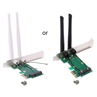 Yu อะแดปเตอร์ WiFi Mini PCI-E เป็น PCIE สําหรับการ์ดไร้สาย Express พร้อมเสาอากาศ 2 ชิ้น