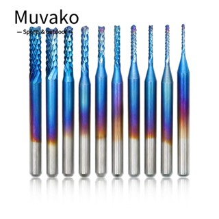 MUVAKO มิลลิ่งคัตเตอร์ ก้านตรง PCB|อุปกรณ์ตัดขอบ เคลือบไทเทเนียม สีฟ้า