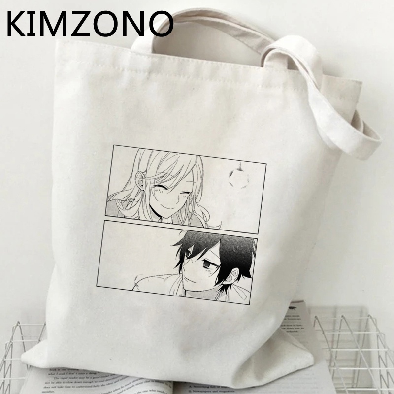 Horimiya กระเป๋าช้อปปิ้ง ผ้าฝ้าย แบบพับได้ ใช้ซ้ําได้ ZMTU ราคา ถูกที่สุด ดีลบีเคเค
