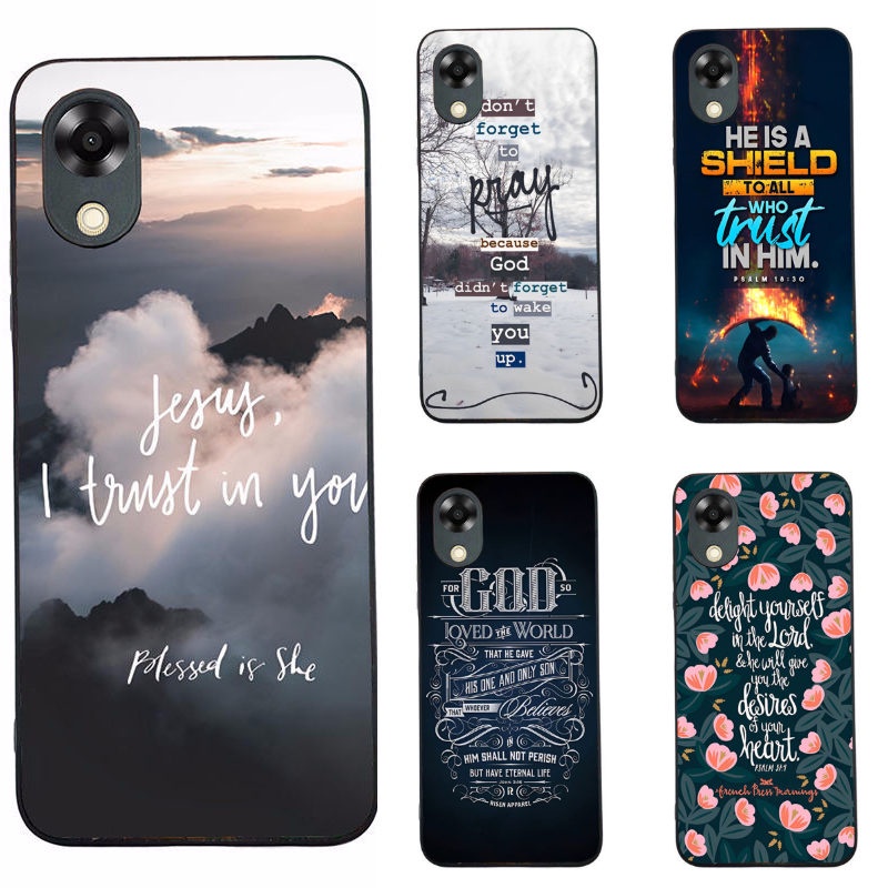 สําหรับ OPPO A17K Bible Verse 2 เคสโทรศัพท์ฝาครอบป้องกันสีดําน่ารักความงามการออกแบบใหม่แฟชั่น