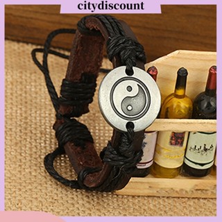 &lt;citydiscount&gt; สร้อยข้อมือเชือกถัก หนังเทียม หลายชั้น แปดไดอะแกรม สําหรับงานปาร์ตี้