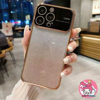 เคสโทรศัพท์มือถือ ซิลิโคนนิ่ม TPU ใส กันกระแทก ป้องกันเลนส์ ไล่โทนสีทอง หรูหรา สําหรับ iPhone 14 13 12 11 Pro Max X Xr Xs Max 8 7 Plus