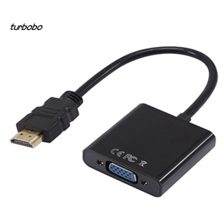 Turbobo สายเคเบิลอะแดปเตอร์แปลงวิดีโอ 1080P HDMI ตัวผู้ เป็น VGA ตัวเมีย สีดํา สําหรับ PC DVD