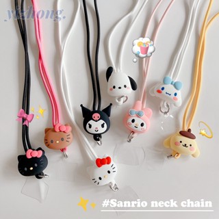 สายคล้องโทรศัพท์ ลายการ์ตูน Hello Kitty Kuromi Melody Cinnamoroll เชือกคล้องคอยาว อุปกรณ์เสริมโทรศัพท์มือถือ หูฟัง เคสจี้ สายคล้อง สําหรับป้าย ID ที่ใส่บัตร