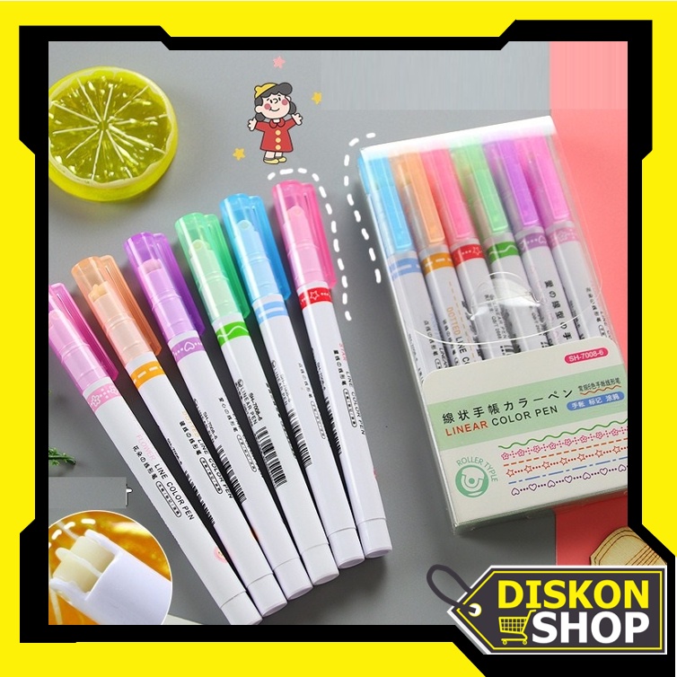 Shop - S5877 Color Line Pen / Aesthetic Line Marker / Aesthetic Roll Line Marker / Highlighter Pen /