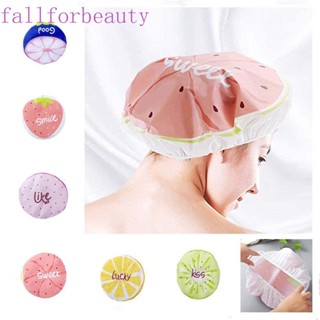 FALLFORBEAUTY หมวกคลุมผมอาบน้ํา ลายน่ารัก ใช้ซ้ําได้ สําหรับห้องครัว ห้องน้ํา หมวกคลุมผมแห้ง สําหรับห้องน้ํา