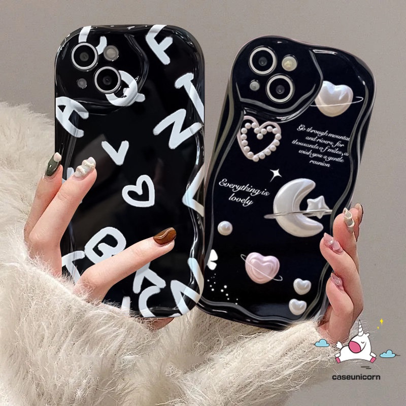 เคสโทรศัพท์มือถือ ลายดวงจันทร์ หัวใจ ประดับมุก โรแมนติก สําหรับ Oppo A16 A12 A17 Y38 A57 A7 A78 A58 