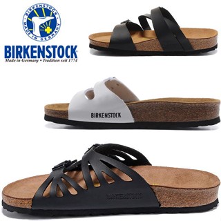 Birkenstock รองเท้าแตะ รองเท้าชายหาด หนังวัวแท้ หัวเข็มขัดคู่ เข้ากับทุกการแต่งกาย แฟชั่นสําหรับผู้ชาย