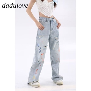 DaDulove💕 New American Ins High Street Graffiti Ripped Jeans Niche High Waist Loose Wide Leg Pants Trousers