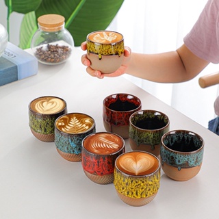 CeramicArtisan แก้วกาแฟเซรามิค ลายเครื่องปั้นดินเผา เอสเปรสโซ่ ลาเต้ หลากสีสัน สไตล์จีนวินเทจ 150 มล.