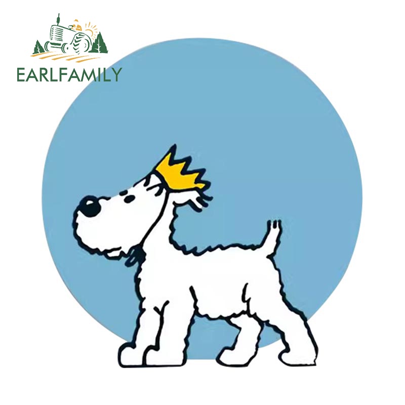 Earlfamily สติกเกอร์ ลายการ์ตูนสุนัขน่ารัก กันแดด สําหรับติดตกแต่งกระจกหน้ารถยนต์ แล็ปท็อป 13 ซม. x 12.6 ซม.
