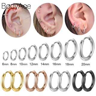 Bodyace 1 ชิ้น กระดูกอ่อน กอด ต่างหู สเตนเลส ห่วงเล็ก ต่างหูวงกลมสีดํา ต่างหูกลม เจาะหู ทรากัส