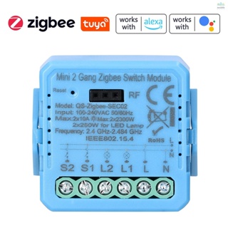 Tuya ZigBee โมดูลสวิตช์ปุ่มกด ควบคุมผ่านแอปโทรศัพท์มือถือ 2 Gang ควบคุมด้วยเสียง สําหรับ Alexa Google Home