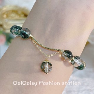 Daidaisy √♥ สร้อยข้อมือคริสตัล สีเขียว เข้ากับทุกการแต่งกาย เหมาะกับของขวัญ สําหรับเด็กผู้หญิง