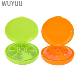 Wuyuu Seven Grids Pills Case  Rotating Round 7 Day Container Mini Plastic for Travel Home