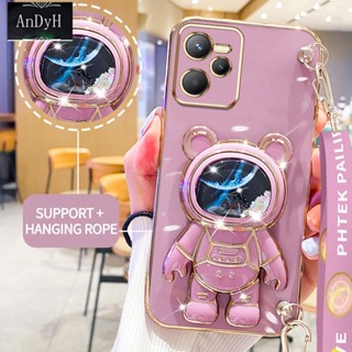 Andyh เคสโทรศัพท์มือถือ ลายนักบินอวกาศ 3D พร้อมสายคล้อง สําหรับ OPPO Realme C35 4G Realme Narzo 50A Prime 4G