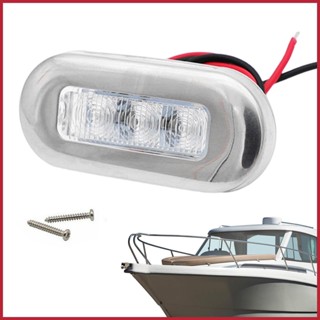 Bhsydth ไฟนําทาง LED 12v 3 ดวง กรอบสเตนเลส สําหรับติดตกแต่งเรือ