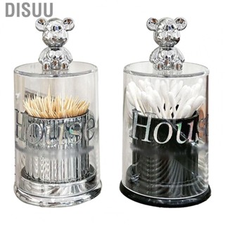 Disuu Cotton Swab Box Case  Crystal Clear Multi Purpose Toothpick Holder Space Saving for Household