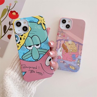 เคสโทรศัพท์มือถือแบบแข็ง กันกระแทก ลายการ์ตูนปลาหมึก สําหรับ iPhone 13 14Pro 12 11