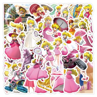 Z&amp;m❀ สติกเกอร์ ลายเกม Super Princess Peach กันน้ํา สําหรับตกแต่งของเล่น 50 ชิ้น ต่อชุด