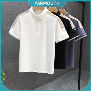 Yyr--เสื้อยืดแขนสั้น คอปก เข้ารูป ระบายอากาศ สีตัดกัน เข้ากับกางเกง แฟชั่นฤดูร้อน สําหรับผู้ชาย