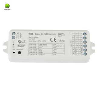 Wz5 TUYA Zigbee ตัวควบคุมไฟ Led DC12V 24V 5In1 หรี่แสงได้ CCT RGB RGBW RGBWW RGBCCT Strip TUYA Smart Life APP ควบคุมด้วยเสียง