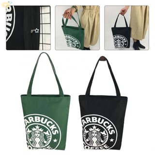 Starbucks กระเป๋าช้อปปิ้ง ผ้าแคนวาส กันน้ํา ลายการ์ตูนน่ารัก เรียบง่าย สําหรับใส่กล่องอาหารกลางวัน