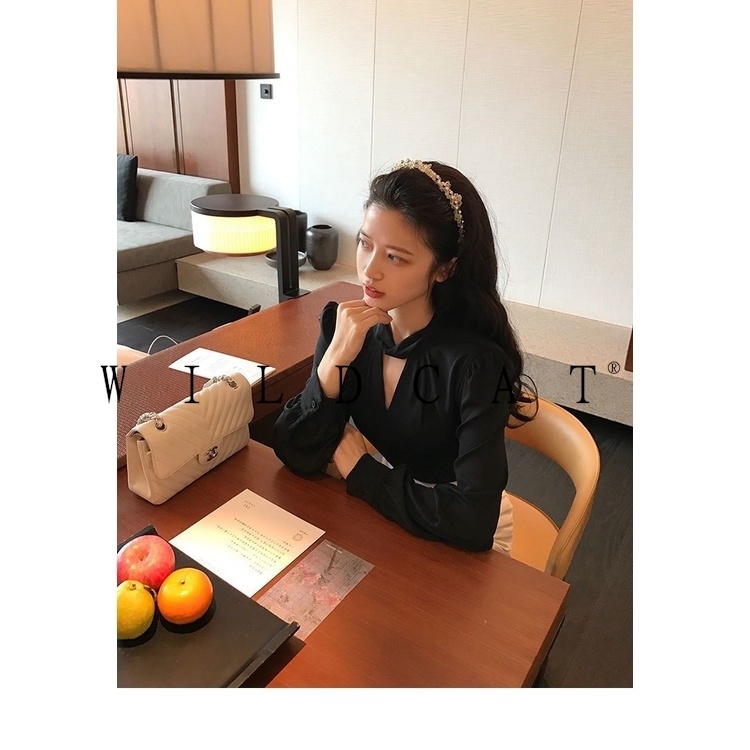 เสื้อเชิ้ตแขนยาว ผ้าซาติน สไตล์ฝรั่งเศส สําหรับผู้หญิง - รูปที่ 5