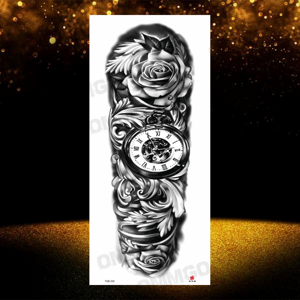 สติกเกอร์รอยสักชั่วคราว ลายสัตว์ ดอกไม้ กวีนิพนธ์ ทาโตส แขน ขนาดใหญ่ ล้างทําความสะอาดได้ สีดํา สําหรับผู้ชาย ผู้ใหญ่ - รูปที่ 4