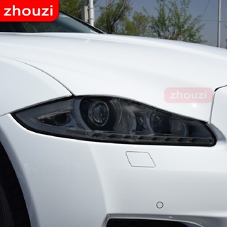 สติกเกอร์ฟิล์มใส TPU ป้องกันไฟหน้ารถยนต์ สีดํา สําหรับ Jaguar XJ X351 2010-2019 XJR XJL 2 ชิ้น