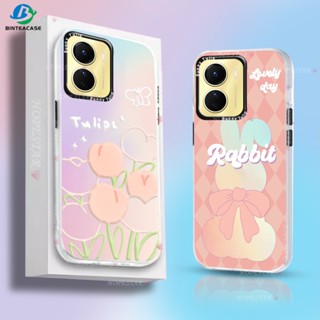 เคสโทรศัพท์มือถือแบบแข็ง ไล่โทนสี ลายกระต่าย ดอกทิวลิป สําหรับ VIVO Y16 Y02 Y02T Y02S Y22 Y21 Y21S Y33T Y21A Y11 Y20 Y20S Y20i Y12S Y12A Y50 Y51 Y31 Y53S Y91C Y90 Y1S Y95 Y91 Y15S Y01 V25 V25e S1 Pro