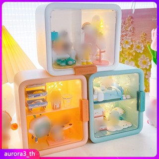 【ในการจัดส่ง】เหมาะสำหรับ Dimoo Home Display Box Bubble Mart Blind Box Hand-made Scene Storage Rack Cabinet Transparent Food Play Decoration Box