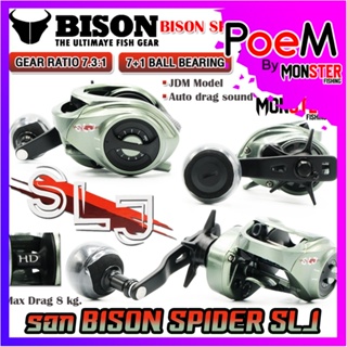 รอกหยดน้ำ BISON SPIDER SLJ รุ่นใหม่ มีกิ๊กเสียง รอบ 7.3:1 มีทั้งหมุนซ้ายและหมุนขวา (JDM MODEL)