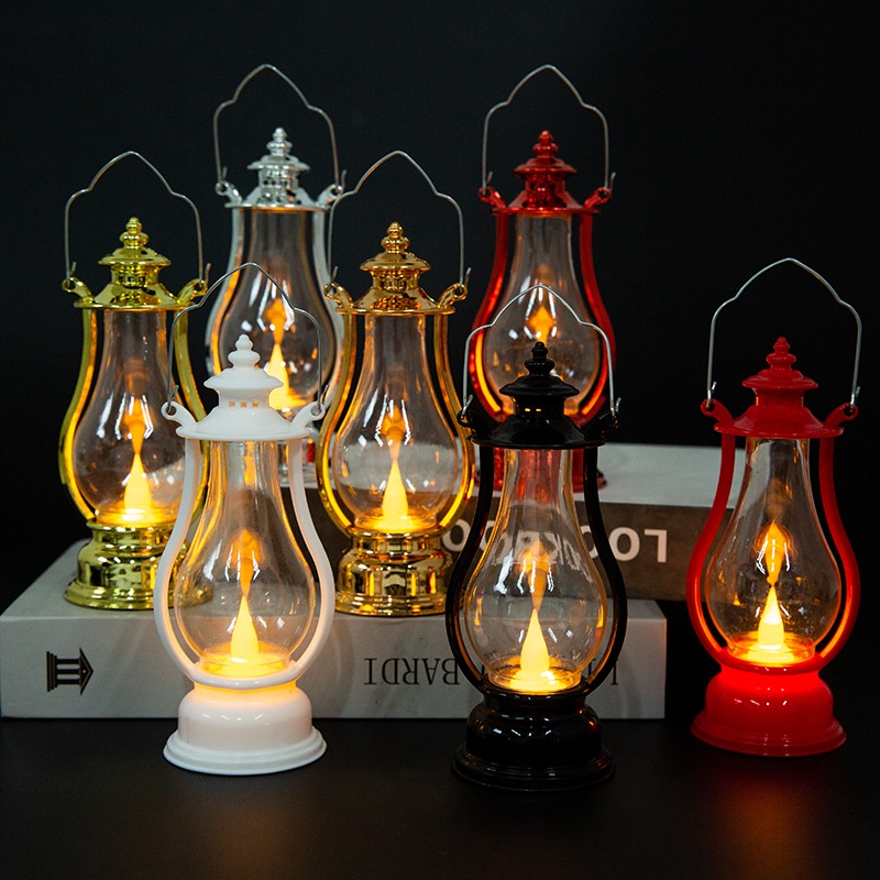 Retro Oil Lamp Energy-Saving Holiday Desktop Hanging Bar Night Light Halloween Decorative Led Small Home Party Retro Lantern 1pc