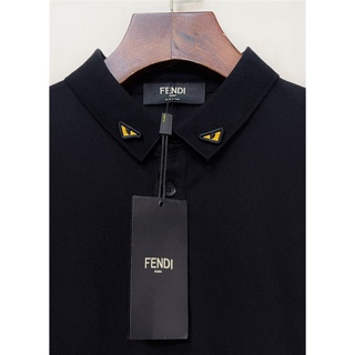 Fend1 ใหม่ เสื้อโปโล แขนสั้น ผ้าฝ้าย ปักลาย สําหรับผู้ชาย S-4XL