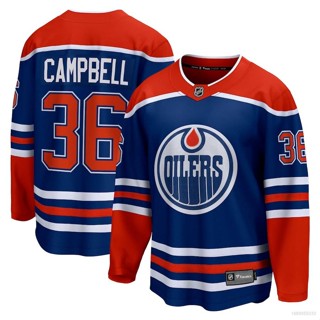 ใหม่ NHL Edmonton Oilers Home Jersey Campbell เสื้อยืด แขนยาว พลัสไซซ์ สําหรับเล่นกีฬา